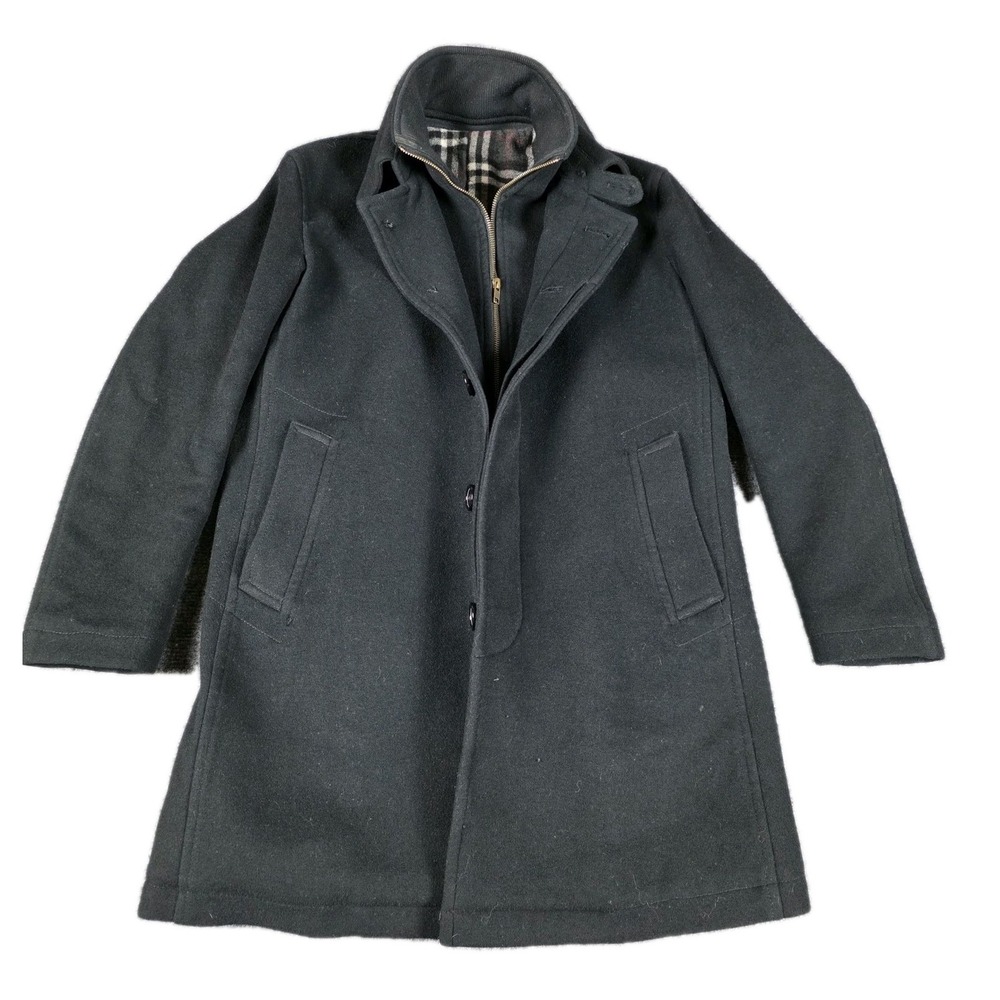 YOUNG MENS VINTAGE BAGGIO ITALY BLACK WOOL CASHMERE OVERCOAT TRENCH SIZE 18